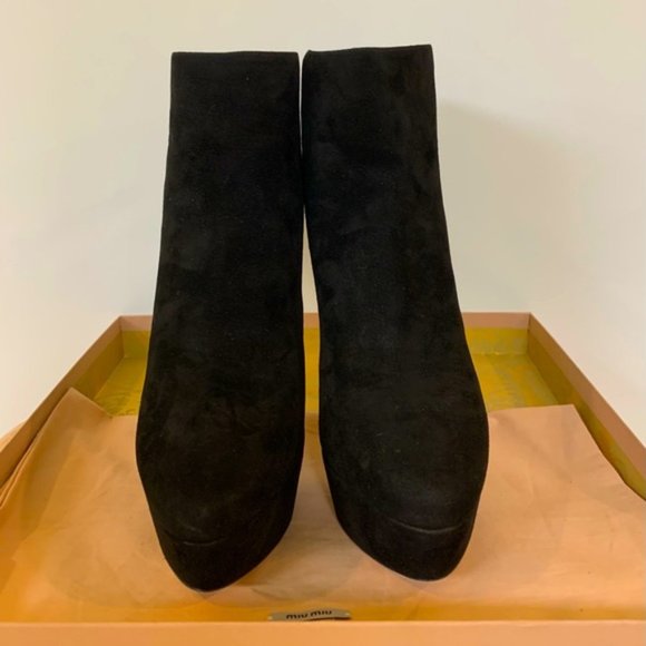 Miu Miu - Suede Platform Ankle Boots (Brand New) - Picture 2 of 8